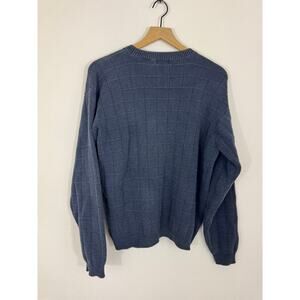 Vintage IZOD Blue Textured Cotton Sweater Size Large Made in Australia